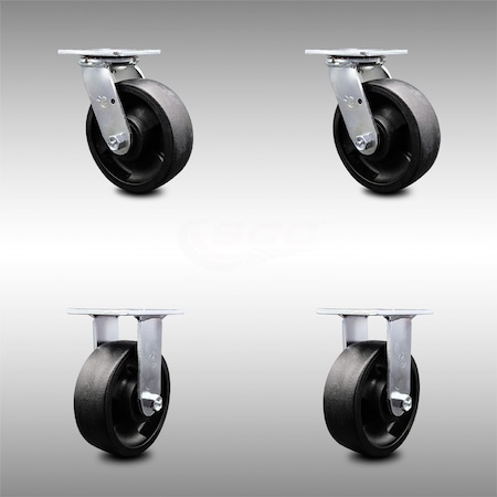 Service Caster 6 Inch SS Glass Filled Nylon Caster Set with Roller Bearing 2 Swivel 2 Rigid SCC SCC-SS30S620-GFNR-2-R-2